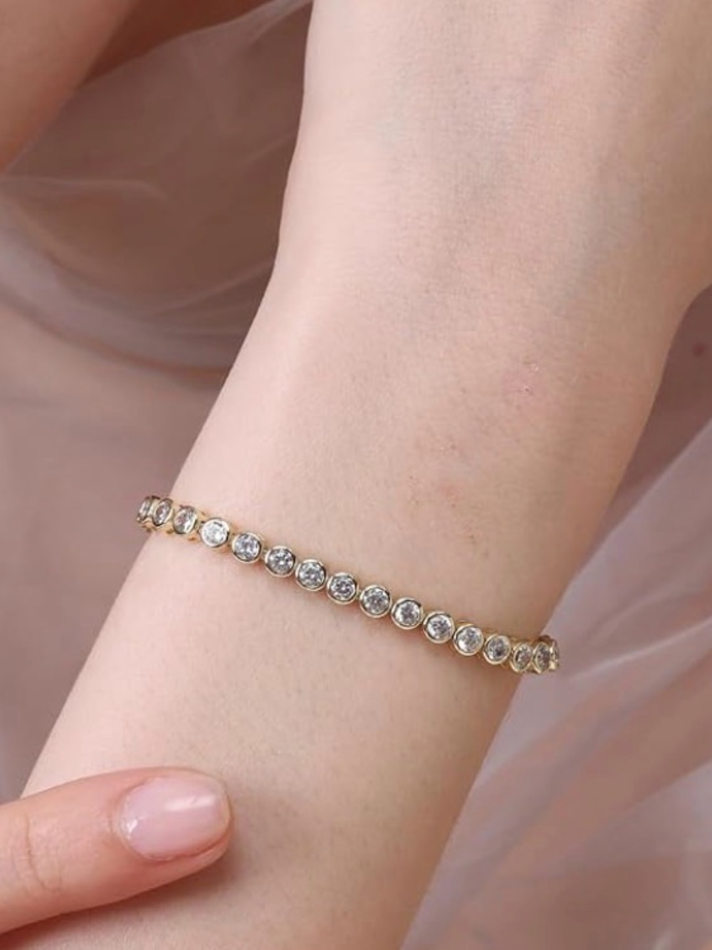 Elegant Gold filled Crystal Tennis Bracelet - Women Jewelry